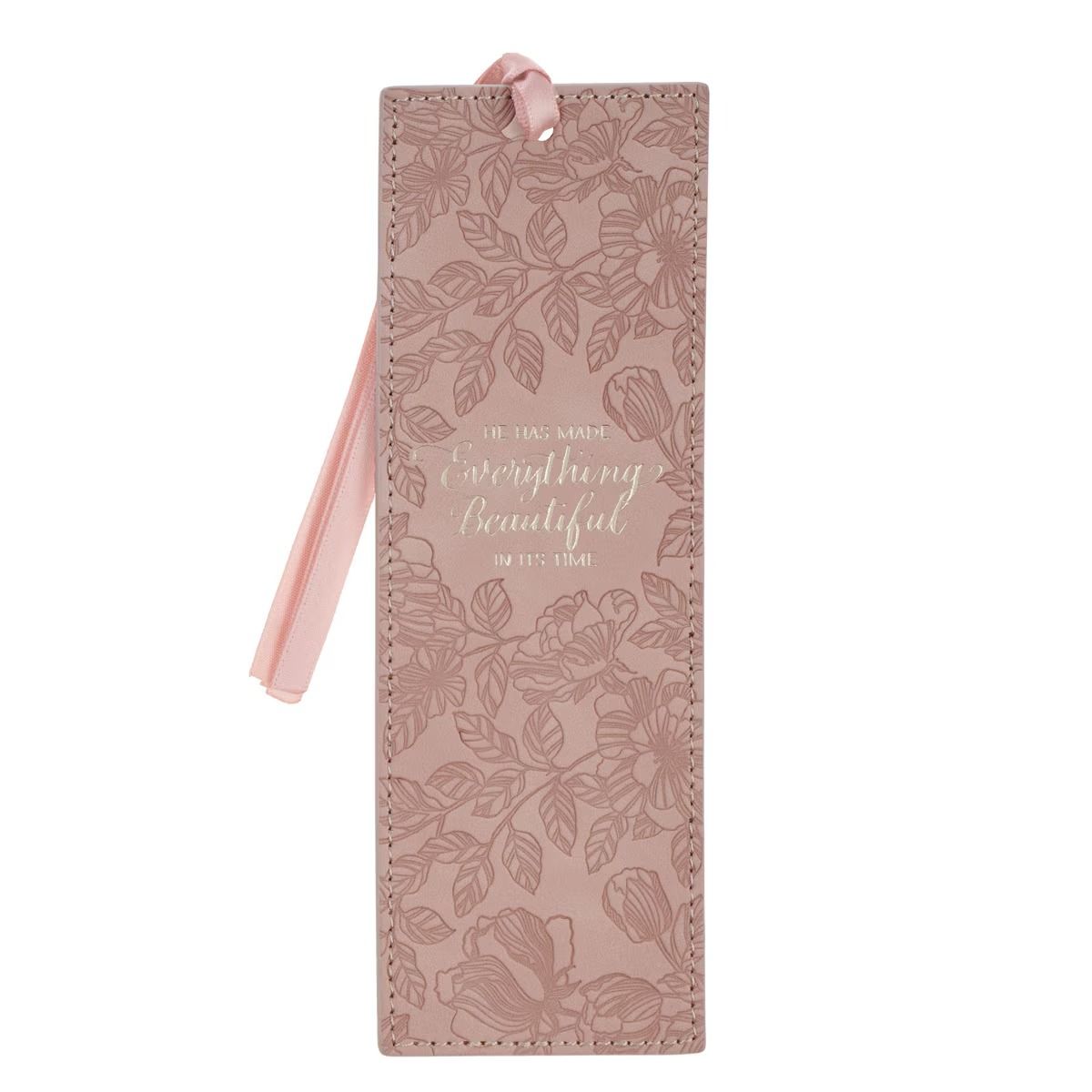 Image of Bookmark Faux Leather Everything Beautiful Pink Ecc. 3:11