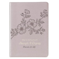 Image of Journals Slimline Lux-Leather Flexcover Strength & Dignity Mauve