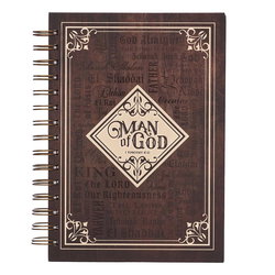 Image of Journal Man Of God Large Wirebound Brown – 1 Timothy 6:11