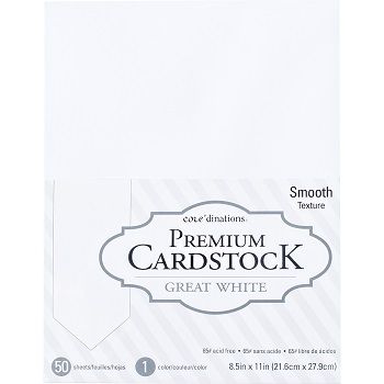 Image of Great White Smooth Cardstock 8.5’X11” 50/Pkg