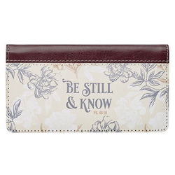 Image of Be Still & Know Neutral Florals Faux Leather Checkbook Cover Psalm 46:10