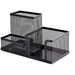 Image of Mesh Desk Organizer Caddy 3 bin – Black