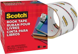 Image of Scotch Book Tape – 3″ Wide x 45ft Library Tape, Clear