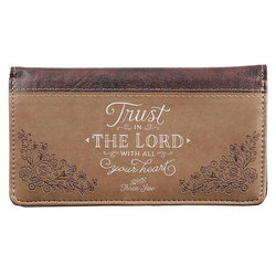 Image of Checkbook Cover Trust In The Lord Faux Leather Brown – Proverbs 3:5-6