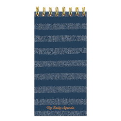 Image of Undated Daily Agenda Notepad Planner- Blue Boho Stripe