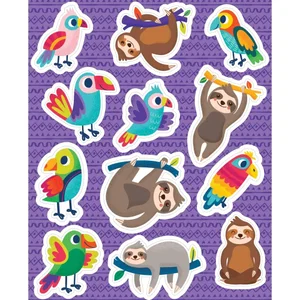 Sloths & Parrots Shape Stickers