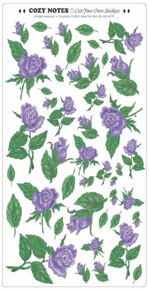 Stickers Purple Rose 5 7/8 x 10" sheet