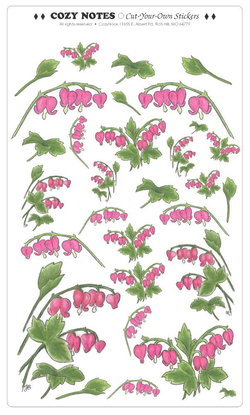 Image of Stickers Bleeding Heart 5 7/8 x 10′ sheet