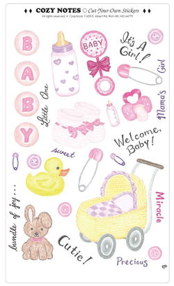 Image of Stickers Baby Girl 5 7/8 x 10′ sheet