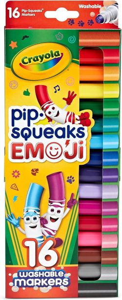Image of Crayola Emoji Pip-Squeaks Skinnies Washable Markers, 16 Count