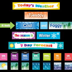 Image of Colorful Weather Pocket Chart Cards Mini Bulletin Board Set