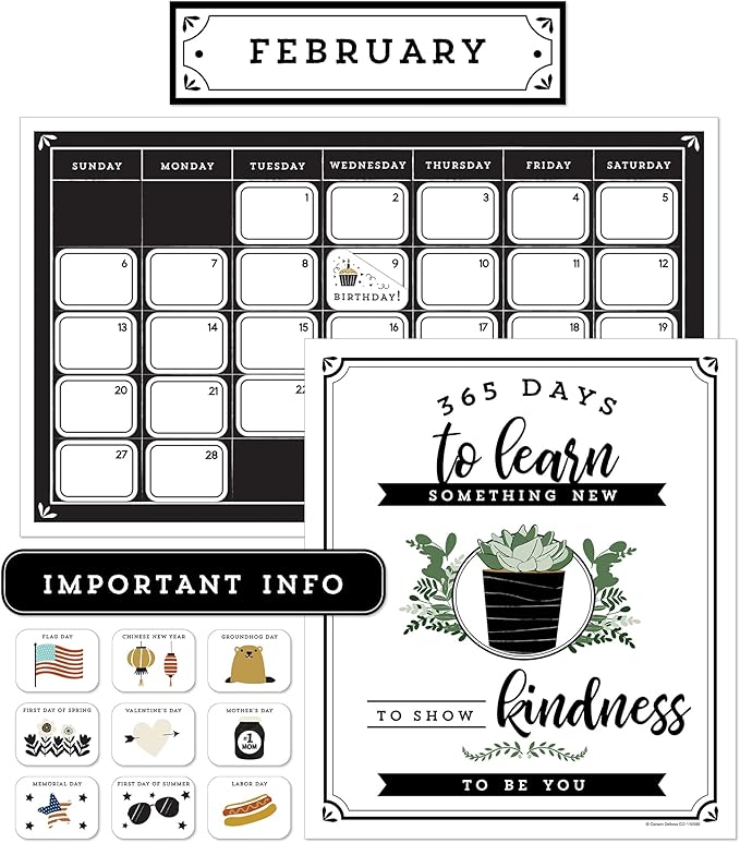 Image of Farmhouse Calendar Bulletin Board Set