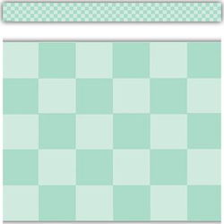 Image of Cool for School Green Checkers Straight Border Trim