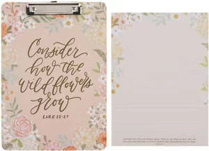 Clipboard w/Pad Coral Floral Consider How the Wildflowers Grow Luke 12:27