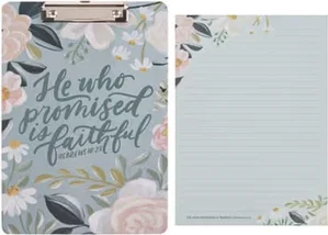 Clipboard w/Pad Blue Floral He Who Promised is Faithful Heb. 10:23