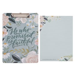 Image of Clipboard w/Pad Blue Floral He Who Promised is Faithful Heb. 10:23