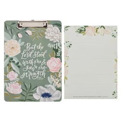 Image of Clipboard w/Pad Green Floral But the Lord Stood With Me 1 Tim. 4:17