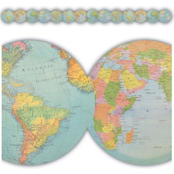 Image of Die-Cut Border Trim Travel the Map Globes