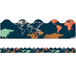 Image of World Map Scalloped Borders