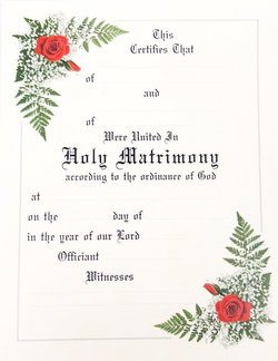 Image of Marriage Certificate (Tan w/ Red Roses)
