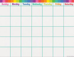 Image of Write-On / Wipe-Off Colorful Calendar Chart 17′ x 22”