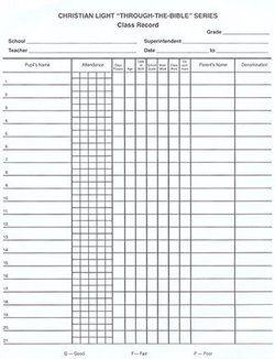 Image of Class Attendance Records Individual Sheet