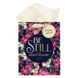 Image of Be Still Vintage Floral Medium Gift Bag Psalm 46:10