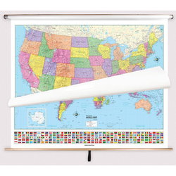 Image of KAPPA Canada/USA/World Advanced Poltical Spring Roller Map w/ Backboard