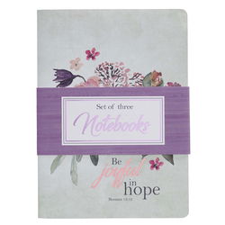 Image of Notebook Set 3pc Green Rom. 12:12, Pink Phil. 4:4, White Neh. 8:10