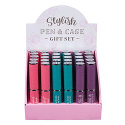 Image of Stylish Pen & Case 30pc Pre-Packed Cardboard Merchandiser (PEN288, PEN289, PEN29