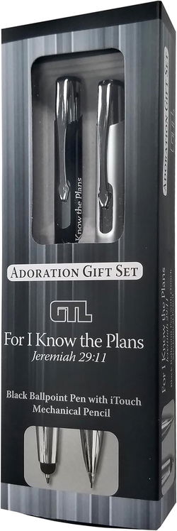 Image of Adoration Pen and Pencil Gift Set – Black and Silver