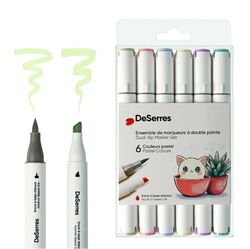 Image of DeSerres Alcohol Dual Tip Marker 6 pk – Pastel Colours