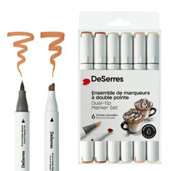 Image of DeSerres Alcohol Dual Tip Marker 6 pk – Natural Shades