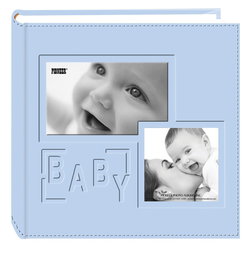 Image of Photo Album 200-Pocket Embossed “Baby” Leatherette Frame Cover Blure