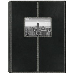 Image of Photo Album 300-Pocket Sewn Leatherette Frame Cover Black