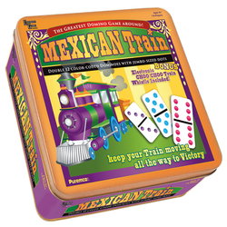 Image of Dominoes Mexican Train Game with Aluminum Case