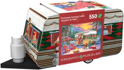 Image of 550 Pc Puzzle Christmas Camping Trailer Tin
