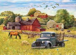 Image of Puzzle Tray Blue Truck Farm 35pc