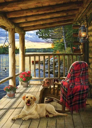 Puzzle Tray Lake Cabin Labrador 35 pc.