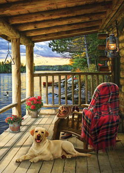 Image of Puzzle Tray Lake Cabin Labrador 35 pc.