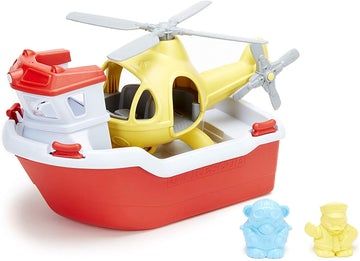 Image of Rescue Boat With Helecopter – Green Toys