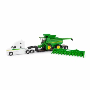 1:64 John Deere S780 combine with Semi - Lowboy Trailer