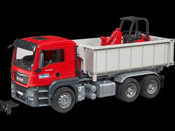 Image of MAN TGS Truck with Roll-Off Container and Schaffer Hoflader