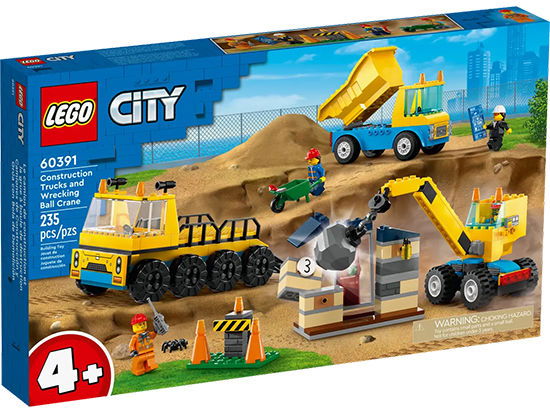 Image of Lego City Construction Trucks and Wrecking Ball Crane 60391