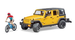 Image of Jeep Wrangler Rubicon Unlimited with Mountain Bike and Cyclist