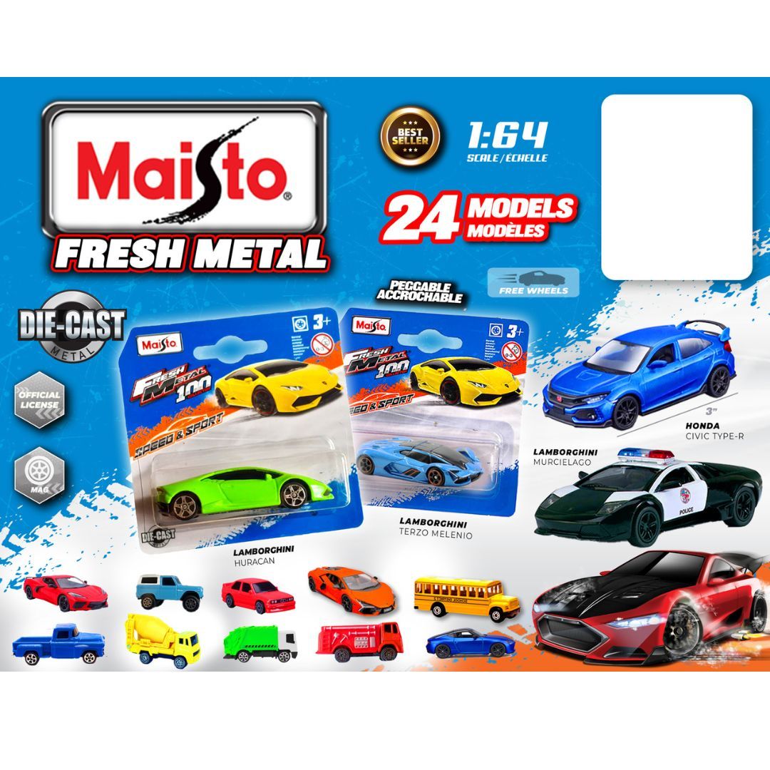 Image of 1:64 Diecast Maisto Fresh Metal Cars Assorted 3′