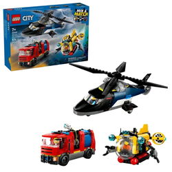 Image of Lego City Helicopter, Fire Truck & Submarine Remix