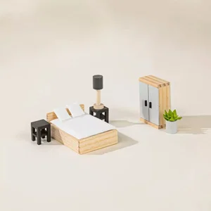Wooden Doll House Master Bedroom Furniture & Accessories (9 pcs)