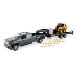 Image of 1:16 Big Farm John Deere Construction Set with Skid Loader, Chevrolet Silverado