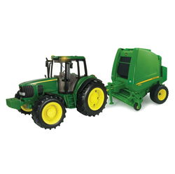 Image of 1:16 Big Farm Lights & Sounds John Deere7330 Tractor and Round Ba